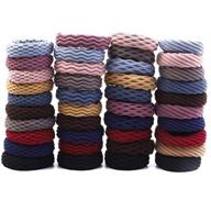 multipack of 40 seamless cotton hair bands for thick hair—no crease, simply hair tie ponytail holders (multicolor) logo