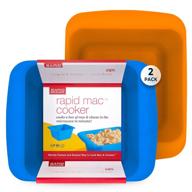 🍝 rapid mac cooker - microwave macaroni &amp; cheese in 5 minutes - ideal for dorms, compact kitchens, or offices - dishwasher-safe, microwaveable, bpa-free - blue &amp; orange, 2-pack logo