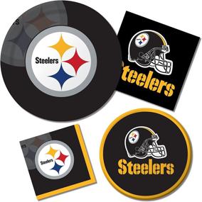 img 1 attached to Premium Pittsburgh Steelers NFL Dinner Paper Plates - Officially Licensed, 96-Count by Creative Converting