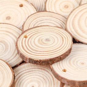 img 2 attached to 🪵 Funarty Natural Wood Slices: 52pcs Craft Wood Kit for DIY Crafts, Christmas Ornaments, Wedding Decor - Unfinished Wooden Circles with Pre-drilled Holes - 1.6-2.0 Inches