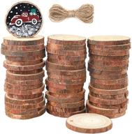 🪵 funarty natural wood slices: 52pcs craft wood kit for diy crafts, christmas ornaments, wedding decor - unfinished wooden circles with pre-drilled holes - 1.6-2.0 inches logo