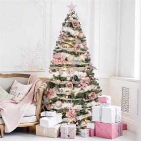 img 4 attached to 🎄 WBHome 6FT Pre-lit Pre Decorated Artificial Christmas Tree: Rose Gold Decor with 113pcs Ornaments & 300 Clear Lights