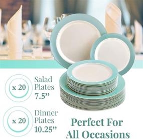 img 1 attached to 🌈 Turquoise Silver Spoons Pastel Collection - Disposable Dinnerware Set, 20 Servings