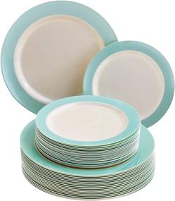 img 4 attached to 🌈 Turquoise Silver Spoons Pastel Collection - Disposable Dinnerware Set, 20 Servings