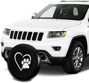 img 1 attached to 🐾 Dog Pet Paws Love Heart 14 Inch Tire Cover - Waterproof, Dust-Proof, UV Sun Wheel Cover for Jeep, Trailer, RV, SUV, and Various Vehicles - By Foruidea