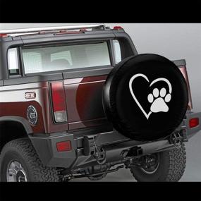 img 3 attached to 🐾 Dog Pet Paws Love Heart 14 Inch Tire Cover - Waterproof, Dust-Proof, UV Sun Wheel Cover for Jeep, Trailer, RV, SUV, and Various Vehicles - By Foruidea