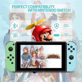 img 3 attached to 🎮 Singland Joy Con Wireless Controller Replacement for Nintendo Switch with Wrist Strap - Blue and Green, Support Wake-up Function