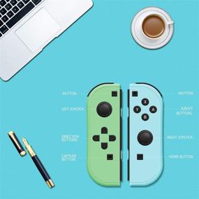 img 1 attached to 🎮 Singland Joy Con Wireless Controller Replacement for Nintendo Switch with Wrist Strap - Blue and Green, Support Wake-up Function