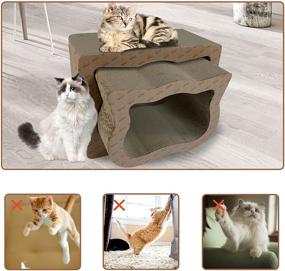 img 1 attached to 🐱 NBTiger Cat Scratcher House Pad - 2-in-1 Kitty Scratching Lounge Cardboard: Premium Reversible Texture, Large Durable Kitten Scratch Hideout Shelter Bed with Catnip