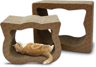 🐱 nbtiger cat scratcher house pad - 2-in-1 kitty scratching lounge cardboard: premium reversible texture, large durable kitten scratch hideout shelter bed with catnip logo