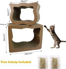 img 3 attached to 🐱 NBTiger Cat Scratcher House Pad - 2-in-1 Kitty Scratching Lounge Cardboard: Premium Reversible Texture, Large Durable Kitten Scratch Hideout Shelter Bed with Catnip