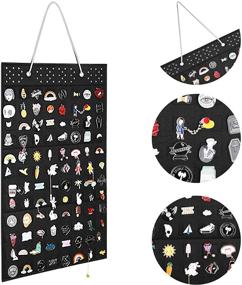 img 3 attached to AROUY Enamel Pin Display and Brooch Collection Storage Organizer - Wall Hanging Pin Holder for Women or Men, Holds up to 96 Pins (Black) - Organizer Only