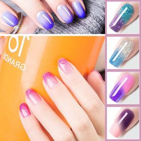 img 1 attached to 💅 Omainy Gel Nail Polish Set - Color Changing Gel Polish Set Purple Blue Pink Red Lavender Wind Red Black Soak Off UV LED Thermal Temperature Art (8PCS001)