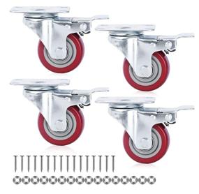 img 4 attached to 🔒 Finnhomy Lockable Polyurethane Casters with Enhanced Wear Resistance