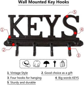 img 3 attached to Efficient Wall-Mounted Key Holder: WantuSee Metal Organizer Rack with 4 Hooks, Ideal for Home Entryway and Mudroom, Includes Decorative Screws and Anchors, 10.6x4.5 inch