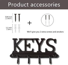 img 2 attached to Efficient Wall-Mounted Key Holder: WantuSee Metal Organizer Rack with 4 Hooks, Ideal for Home Entryway and Mudroom, Includes Decorative Screws and Anchors, 10.6x4.5 inch