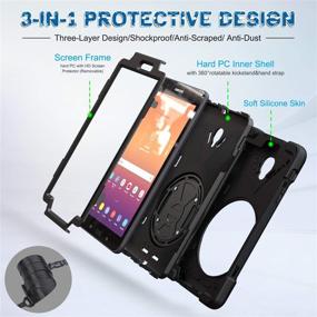 img 2 attached to BRAECNstock Galaxy Tab A 8.0 2017 Case - Heavy Duty 3-Layer Protection with 360° Rotatable Stand and Adjustable Handle - Black