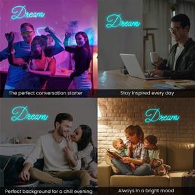 img 1 attached to 🌟 Elevate Your Space with Elysian Vibes 17” x 9” Dream LED Neon Signs! Transform Your Bedroom with Trendy Blue Room Decor Lights and Dimmer Function