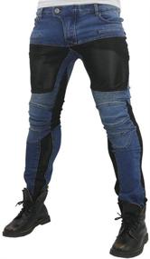 img 3 attached to Blue XL=34 Men's Motorcycle Riding Jeans with Upgraded Knee Hip Protector Pads for Armor Racing and Cycling in 2019