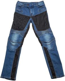 img 1 attached to Blue XL=34 Men's Motorcycle Riding Jeans with Upgraded Knee Hip Protector Pads for Armor Racing and Cycling in 2019