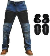 blue xl=34 men's motorcycle riding jeans with upgraded knee hip protector pads for armor racing and cycling in 2019 logo