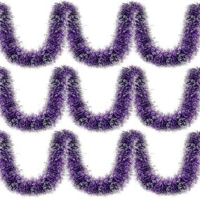 img 4 attached to 🎄 39.4 Feet Metallic Shiny Christmas Tinsel Garland - Purple Xmas Tree Decor, Hanging Wreath for Home, Party, Indoor and Outdoor Holiday Embellishments