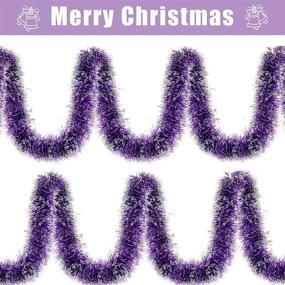 img 2 attached to 🎄 39.4 Feet Metallic Shiny Christmas Tinsel Garland - Purple Xmas Tree Decor, Hanging Wreath for Home, Party, Indoor and Outdoor Holiday Embellishments