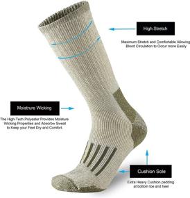 img 1 attached to ONKE Men's Merino Wool Moisture Wicking Control Extra Thermal Outdoor Hiking Heavy Cushion Crew Socks 4 Pack: Ultimate Performance for Outdoor Activities