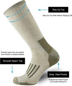 img 2 attached to ONKE Men's Merino Wool Moisture Wicking Control Extra Thermal Outdoor Hiking Heavy Cushion Crew Socks 4 Pack: Ultimate Performance for Outdoor Activities