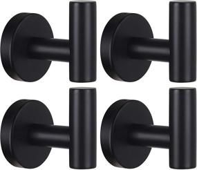img 4 attached to Matte Black Stainless Steel Robe Hook for Bathroom, Bedroom, Kitchen, Hotel, Pool- Heavy Duty Wall Towel Hooks, Coat Hanger, Door Hanger, Clothes Organizer- 4 Pack