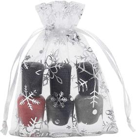 img 1 attached to 🎁 HRX Package 100pcs Snowflake Organza Gift Bags - Small White Mesh Jewelry Pouches for Christmas - 3.5 x 4.7 inch Little Drawstring Candy Bags