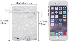 img 3 attached to 🎁 HRX Package 100pcs Snowflake Organza Gift Bags - Small White Mesh Jewelry Pouches for Christmas - 3.5 x 4.7 inch Little Drawstring Candy Bags