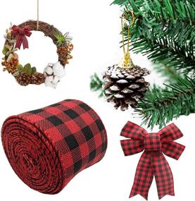 img 2 attached to 🎀 Arlai 1 Roll Red and Black Plaid Burlap Wired Ribbon - Perfect for Christmas Crafts, Floral Bows, and Craft Decorations - Dimensions: 236 by 2.5 Inches