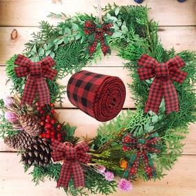 img 1 attached to 🎀 Arlai 1 Roll Red and Black Plaid Burlap Wired Ribbon - Perfect for Christmas Crafts, Floral Bows, and Craft Decorations - Dimensions: 236 by 2.5 Inches