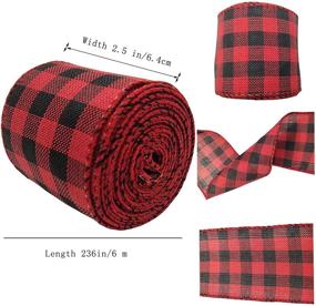 img 3 attached to 🎀 Arlai 1 Roll Red and Black Plaid Burlap Wired Ribbon - Perfect for Christmas Crafts, Floral Bows, and Craft Decorations - Dimensions: 236 by 2.5 Inches