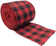 🎀 arlai 1 roll red and black plaid burlap wired ribbon - perfect for christmas crafts, floral bows, and craft decorations - dimensions: 236 by 2.5 inches logo