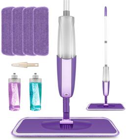 img 4 attached to 🧹 Efficient Cleaning with MEXERRIS Microfiber Spray Mop - 360° Rotatable, Wet/Dry Floor Cleaning for Kitchen, Laminate Wood, Tiles – Includes 2 Refillable Bottles, 4 Reusable Pads, and 1 Scrubber