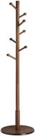 🧥 vasagle free standing coat rack with 7 rounded hooks, wooden hall tree stand for clothing, hats, purses in the entryway, living room, dark walnut finish urcr07wn logo