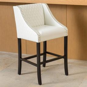 img 2 attached to Milano Quilted Bonded Leather Bar 🪑 Stool by Christopher Knight Home in White