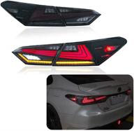 🚗 inginuity time led tail lights for toyota camry 2018-2020: clear rear lamps with animation, drl, brake & turn signal assembly - clear lens logo