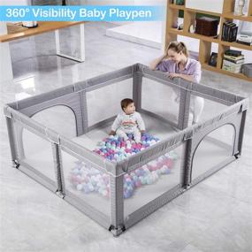 img 1 attached to 👶 Extra Large Baby Playpen with Anti-Slip Base - Sturdy & Safe Play Yard for Babies and Toddlers, Breathable Mesh Baby Fence for Indoor and Outdoor Use