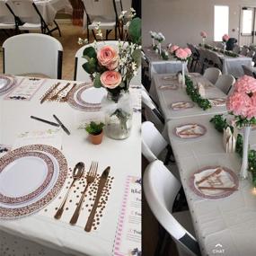 img 2 attached to 🌹 Ougold 54x108 Inch Rectangle Table Cover - Premium Plastic Rose Gold Dot Tablecloth