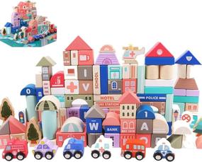 img 4 attached to 🧸 Toddlers Wooden Construction Building Blocks
