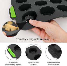 img 1 attached to 🥞 CEREALY 2-Pack 12-Cup Silicone Muffin Pan - Non-Stick Cupcake Baking Pan Mold Tray Tin Case Mould with Spatula for Baking Egg Muffin Pudding Cupcakes