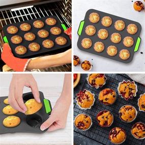 img 3 attached to 🥞 CEREALY 2-Pack 12-Cup Silicone Muffin Pan - Non-Stick Cupcake Baking Pan Mold Tray Tin Case Mould with Spatula for Baking Egg Muffin Pudding Cupcakes