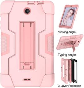 img 1 attached to Cherrry Pink/Pink Heavy Duty Rugged Case for Alcatel 3T 8.0 2018/Alcatel Joy Tab 8.0 2019 - Shockproof Protection with Built-in Kickstand