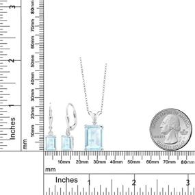 img 3 attached to 💎 Exquisite Gem Stone King 925 Sterling Silver Sky Blue Topaz and Diamond Pendant Earrings Set: 13.37 Cttw Emerald Cut, Birthstone Gemstone with 18 Inch Silver Chain