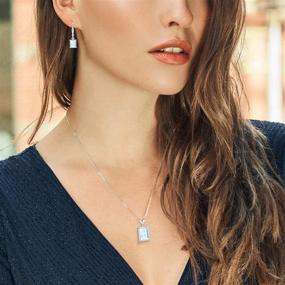 img 2 attached to 💎 Exquisite Gem Stone King 925 Sterling Silver Sky Blue Topaz and Diamond Pendant Earrings Set: 13.37 Cttw Emerald Cut, Birthstone Gemstone with 18 Inch Silver Chain