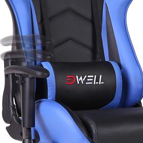 img 1 attached to 🎮 Blue Gaming Chair for Adults with Footrest, High Back Office Chair including Headrest, Massage Lumbar Support - Ideal Gamer Chair and Computer Chair