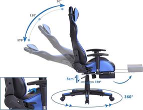 img 2 attached to 🎮 Blue Gaming Chair for Adults with Footrest, High Back Office Chair including Headrest, Massage Lumbar Support - Ideal Gamer Chair and Computer Chair